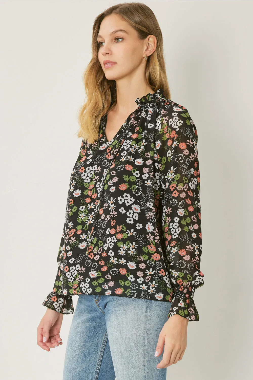 Floral & Ruffle Blouse