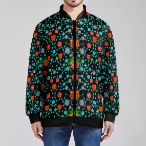 Floral Damask Upgrade Zippered Collared Lightweight Jacket