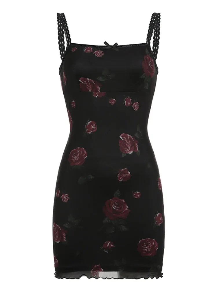 Floral Mesh Halter Sleeveless Dress