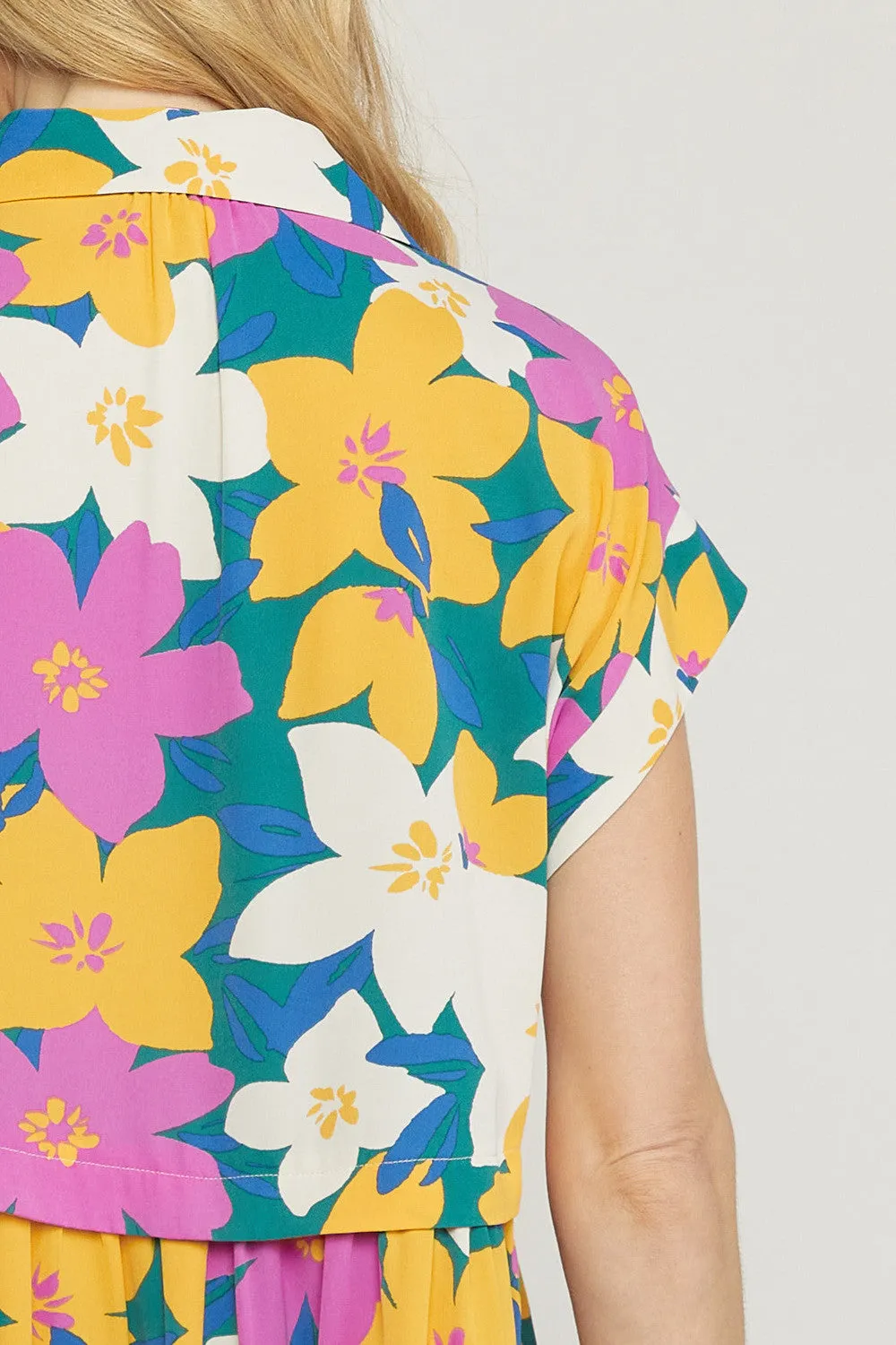 Floral Print V-Neck Top, Orchid