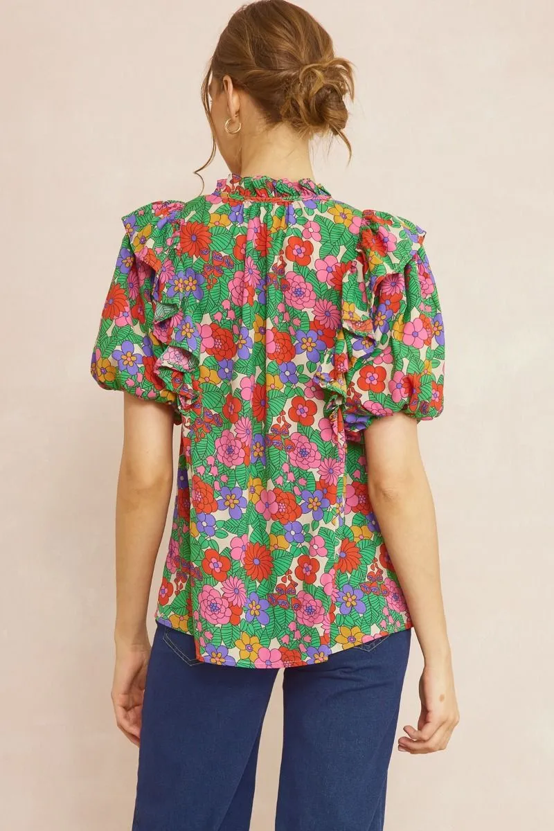 Floral Puff Sleeve Blouse