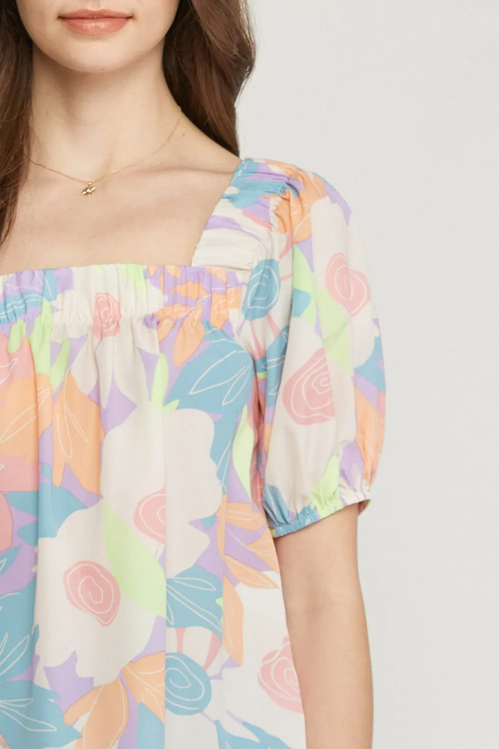 Floral Square Neck Blouse