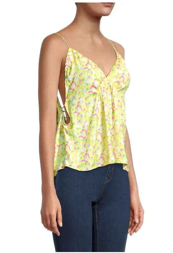 Free People Women’s Gardenia Printed Camisole – Lemon Multi – Size M