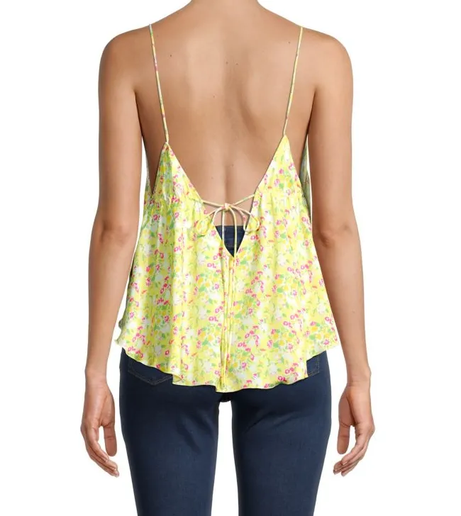 Free People Women’s Gardenia Printed Camisole – Lemon Multi – Size M