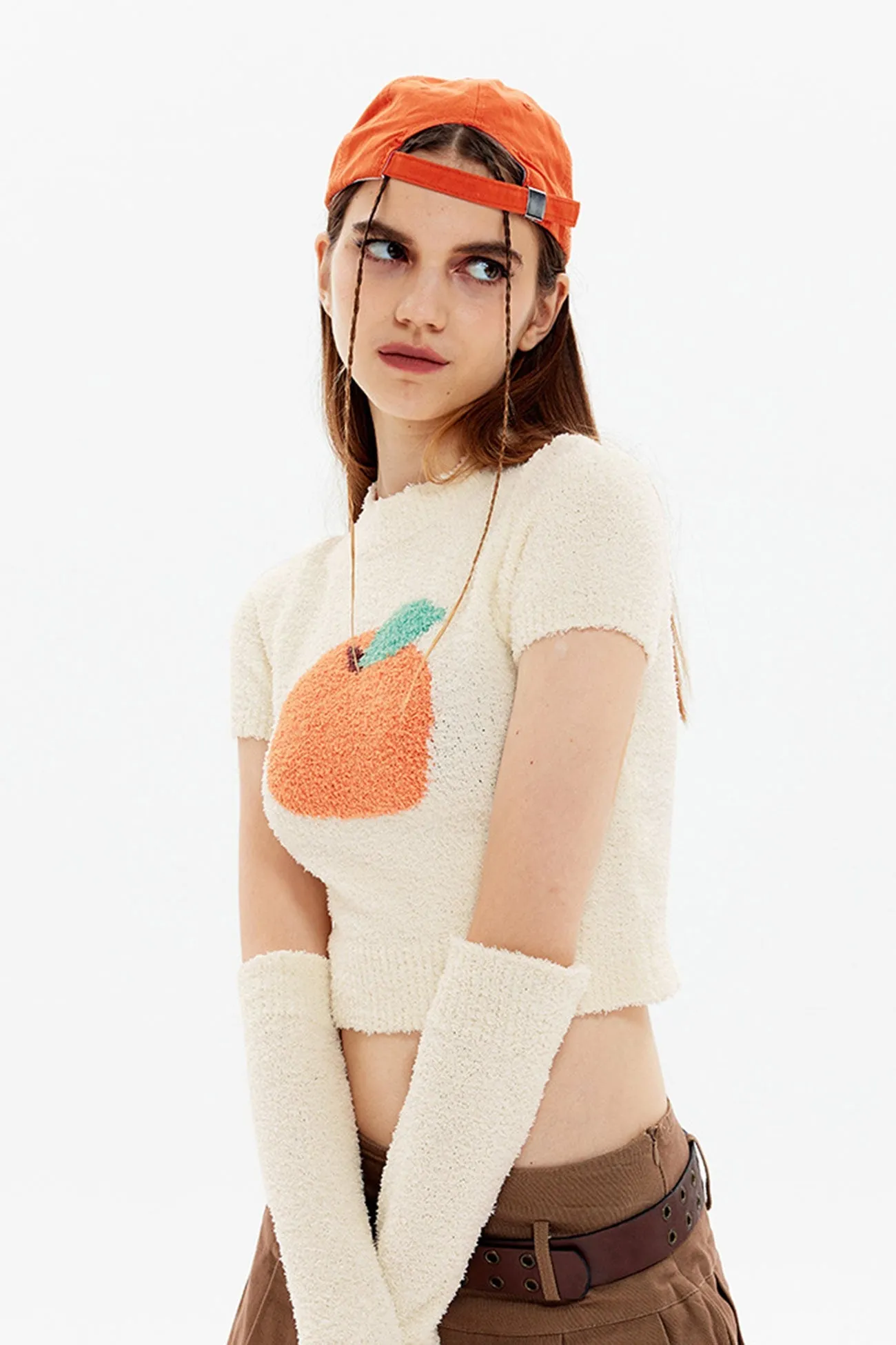 Fruit Pattern Jacquard Sleevelet Sweater