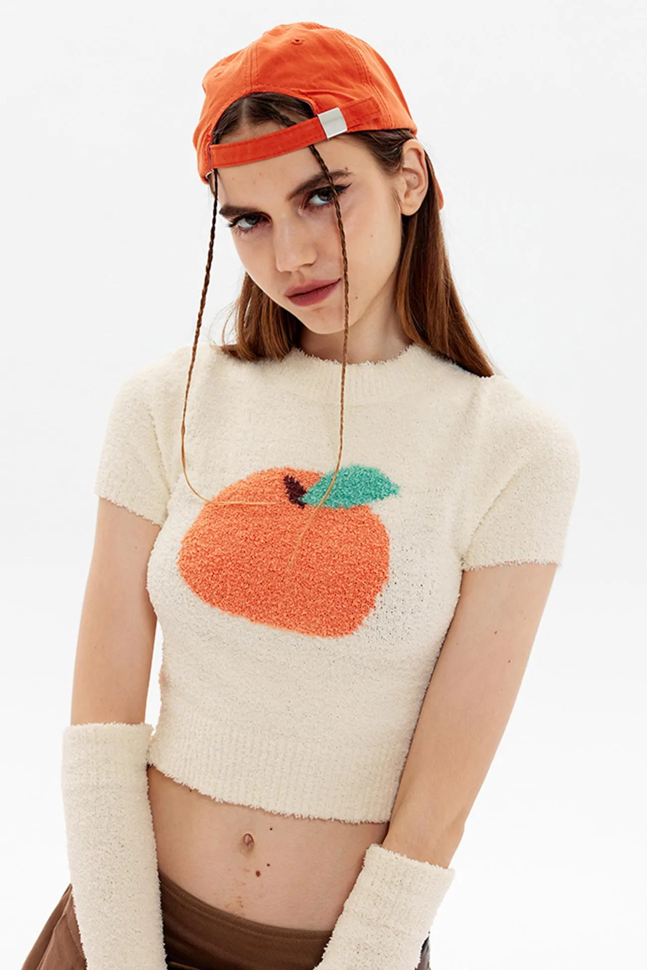 Fruit Pattern Jacquard Sleevelet Sweater