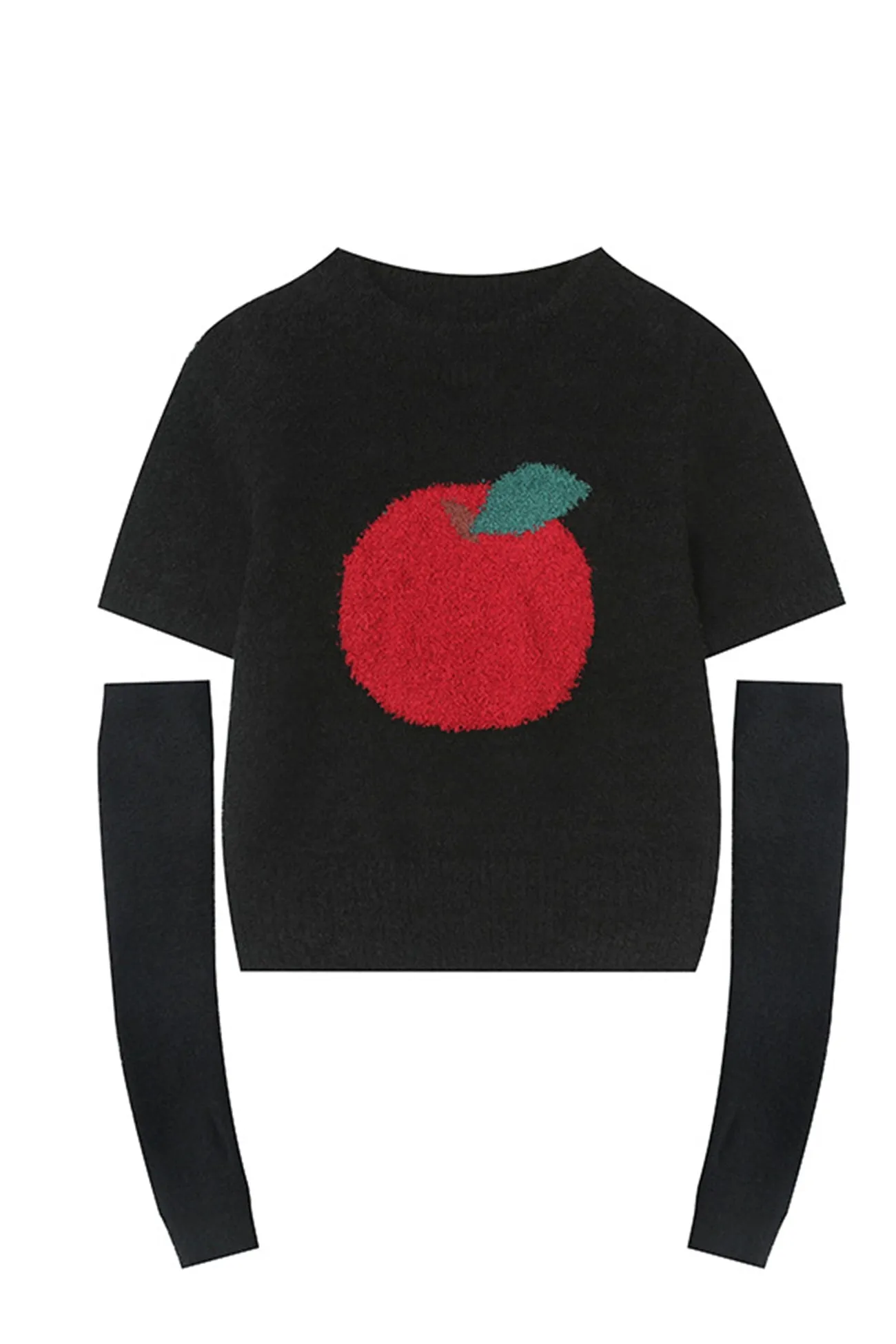 Fruit Pattern Jacquard Sleevelet Sweater