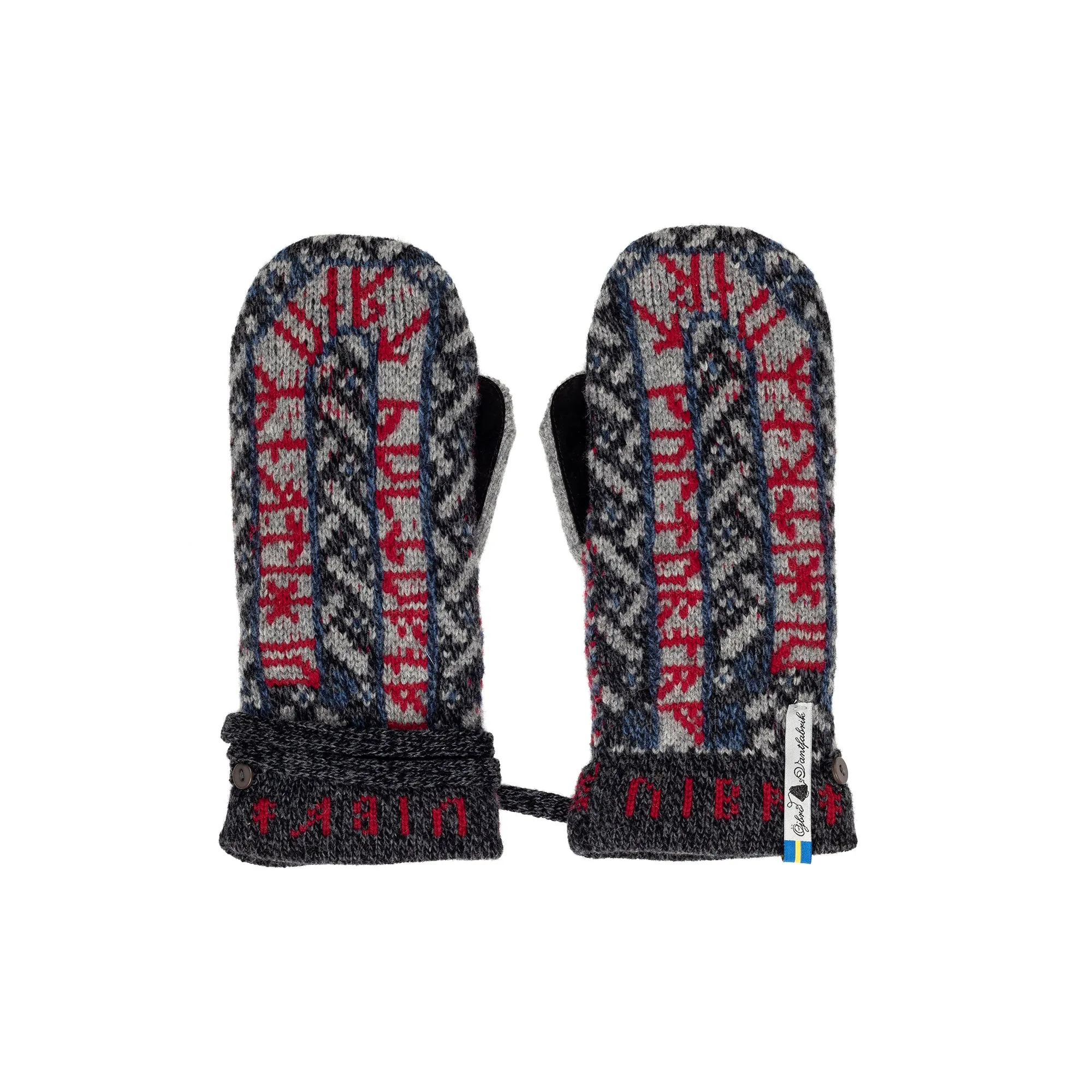 Futhark Pattern Suede Palm Swedish Mittens