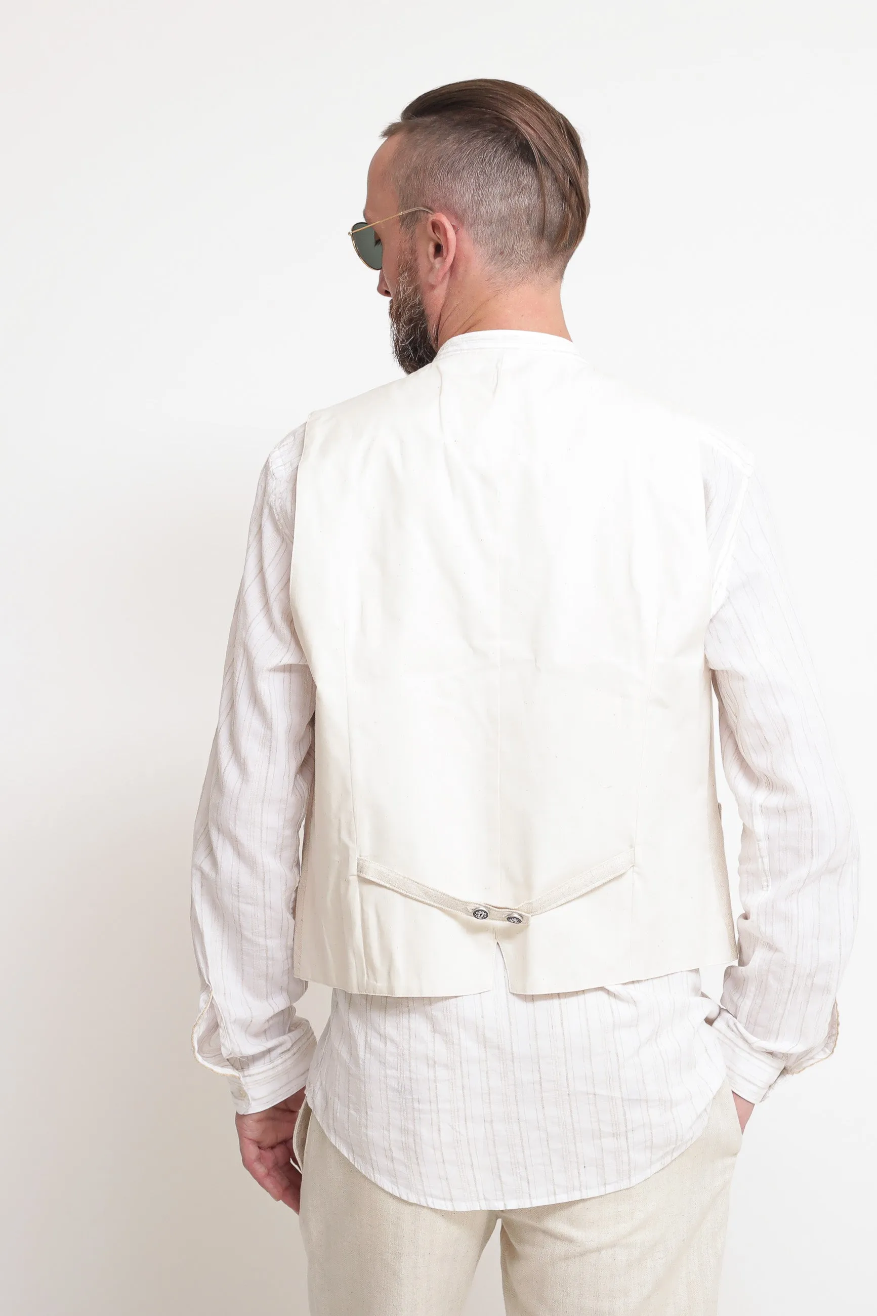 Gilet Cotone Lino Off White