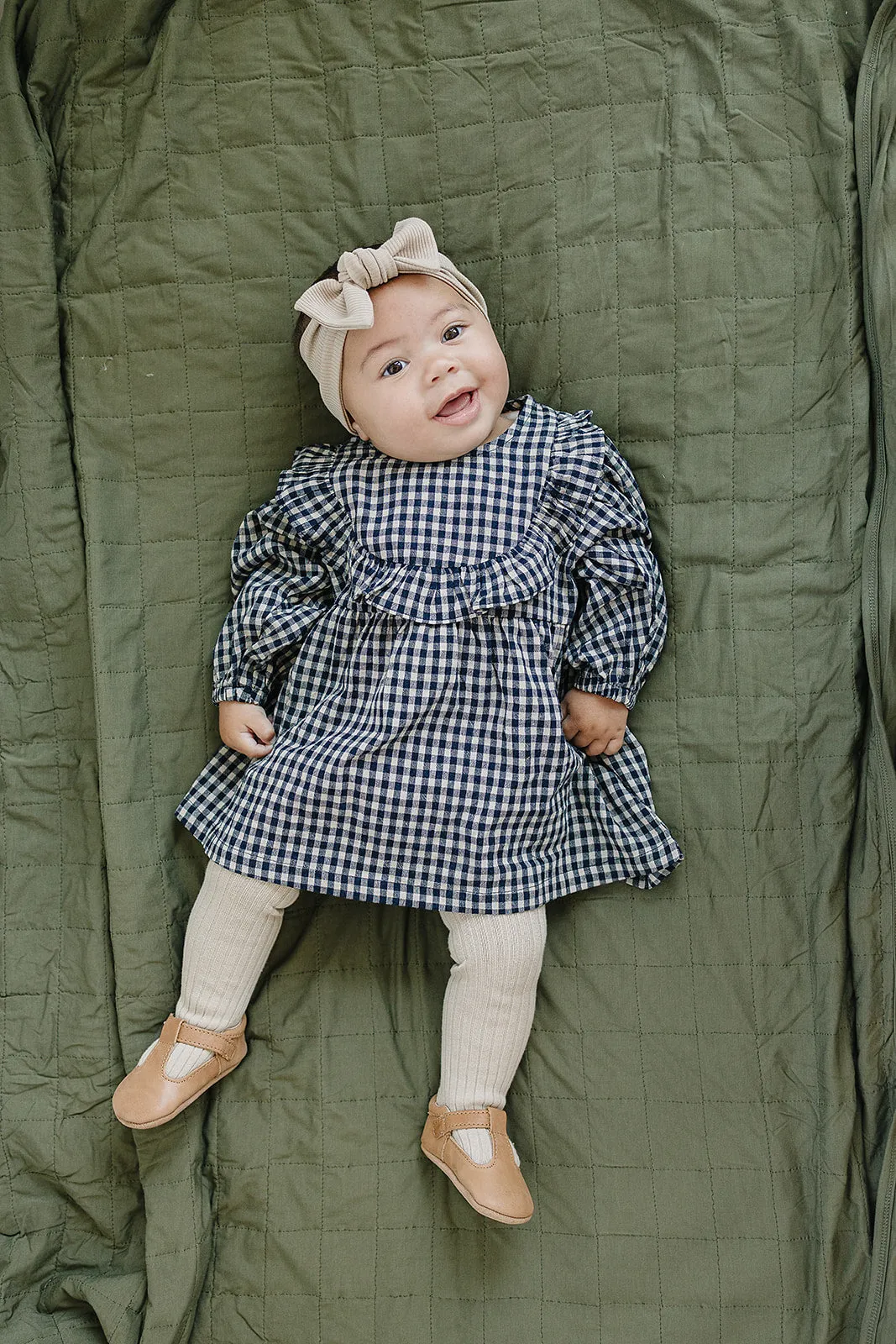 Gingham Ruffle Linen Dress