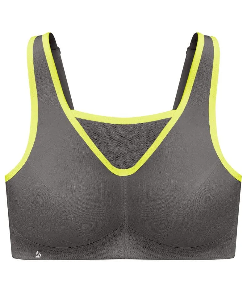 Glamorise No-Bounce Camisole Wire-Free Sports Bra - Gray/Yellow