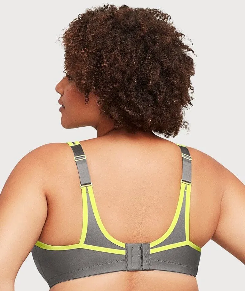 Glamorise No-Bounce Camisole Wire-Free Sports Bra - Gray/Yellow