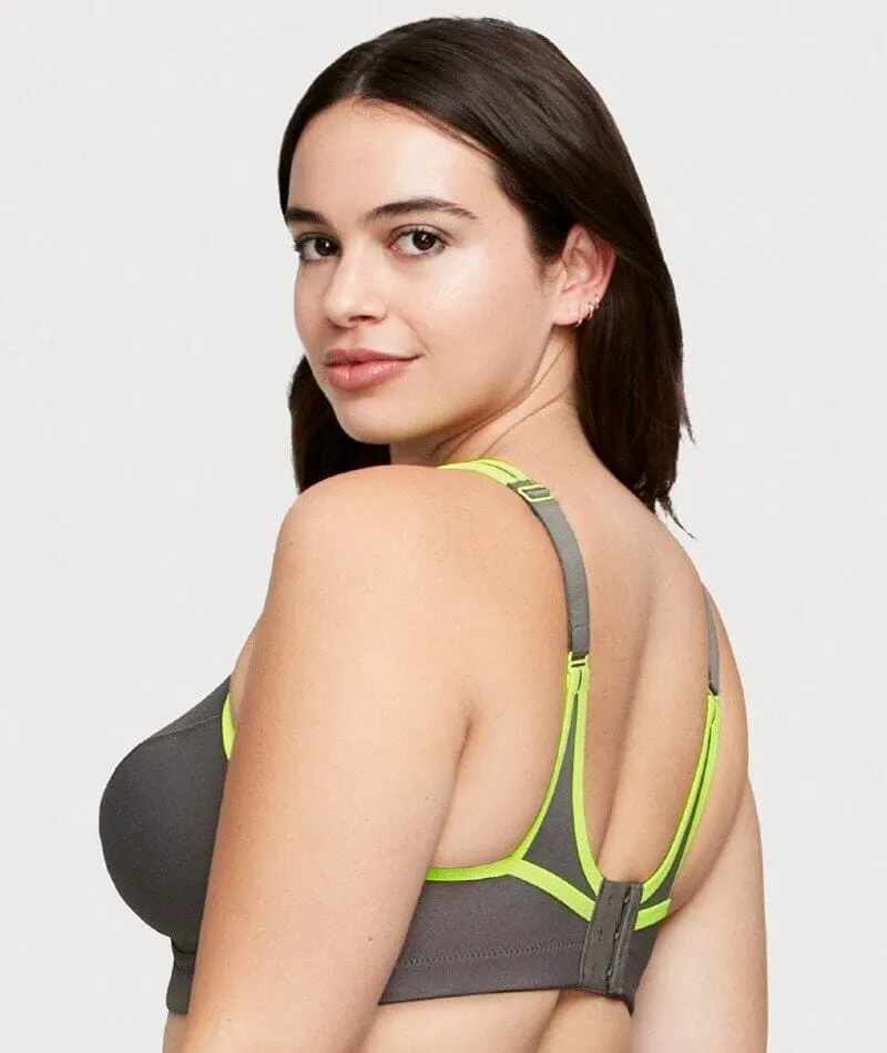 Glamorise No-Bounce Camisole Wire-Free Sports Bra - Gray/Yellow