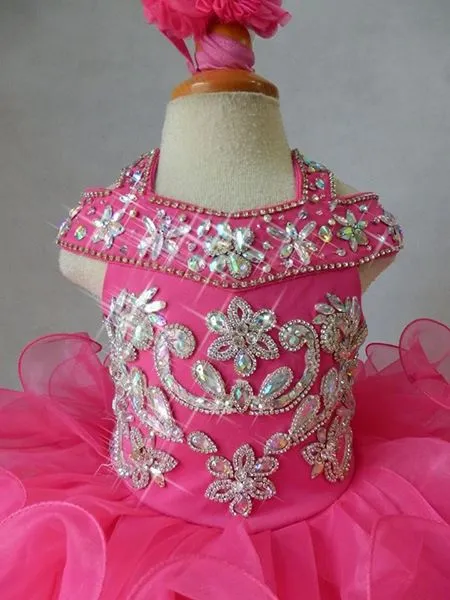 Glitz Beaded Bodice Toddler/Little Girls/Kids/Baby/Newborn Cupcake Pageant Dress