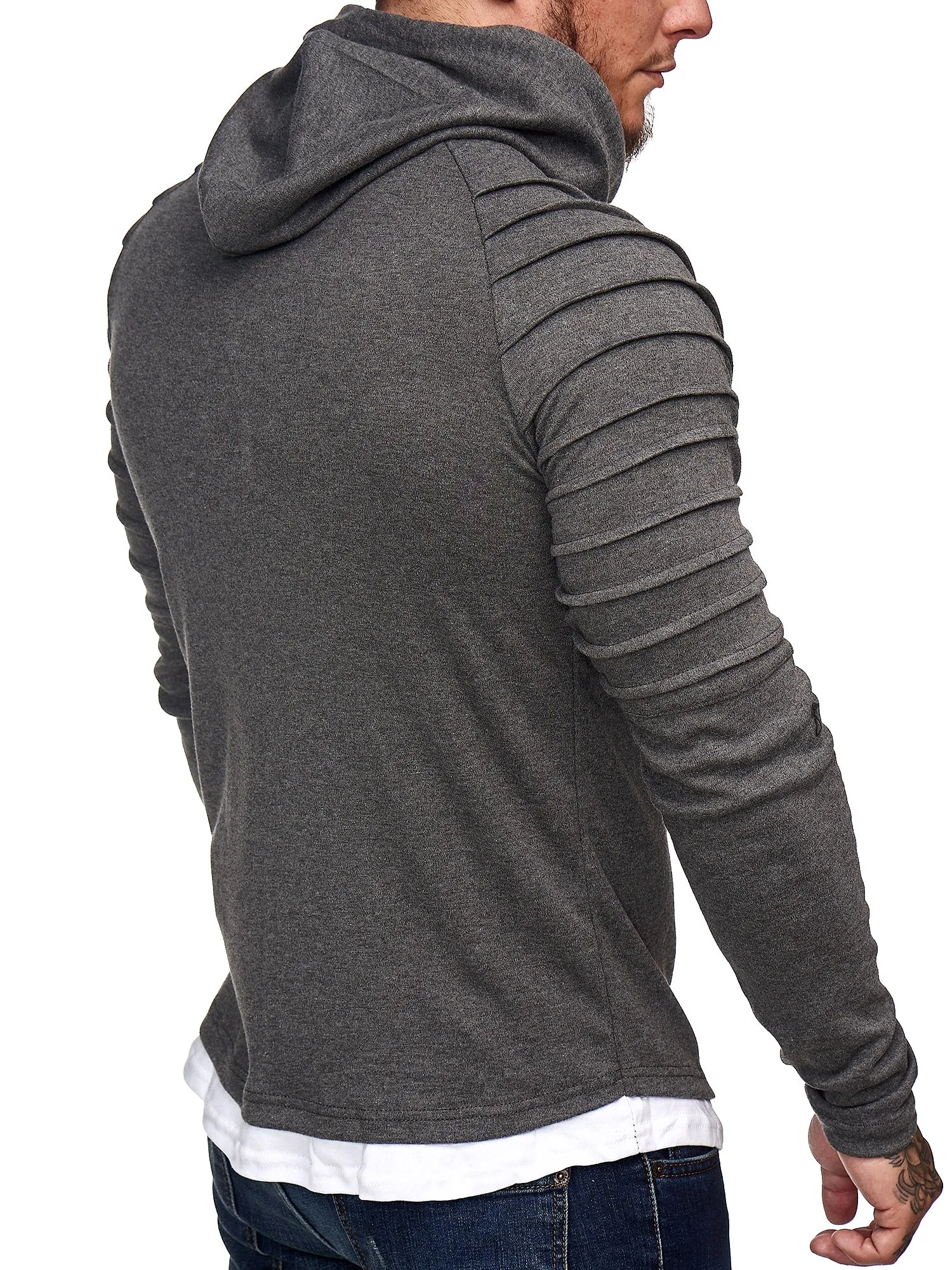 Goum Extention Ribbed Hoodie Sweatshirt - Asphalt Gray X0029C