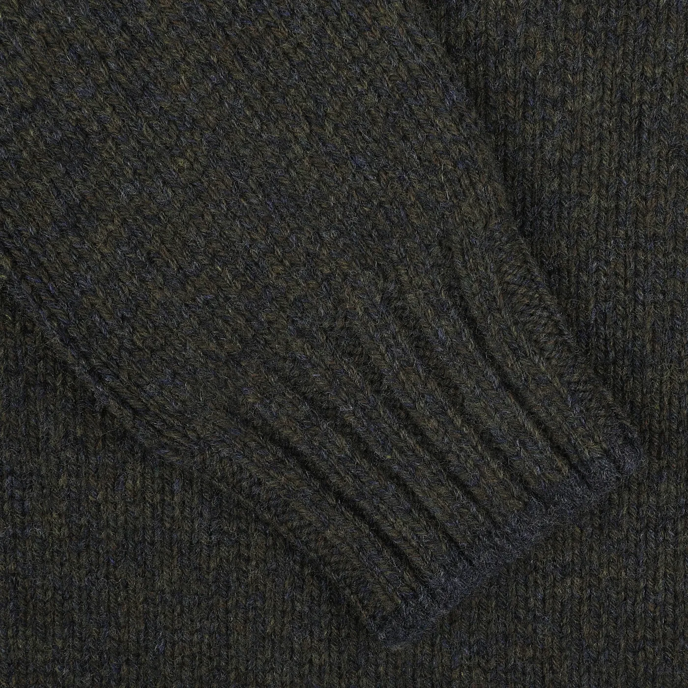 Green Melange Wool Quarter Button Sweater