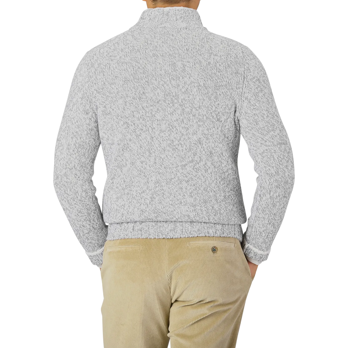 Grey Melange Wool Quarter Button Sweater