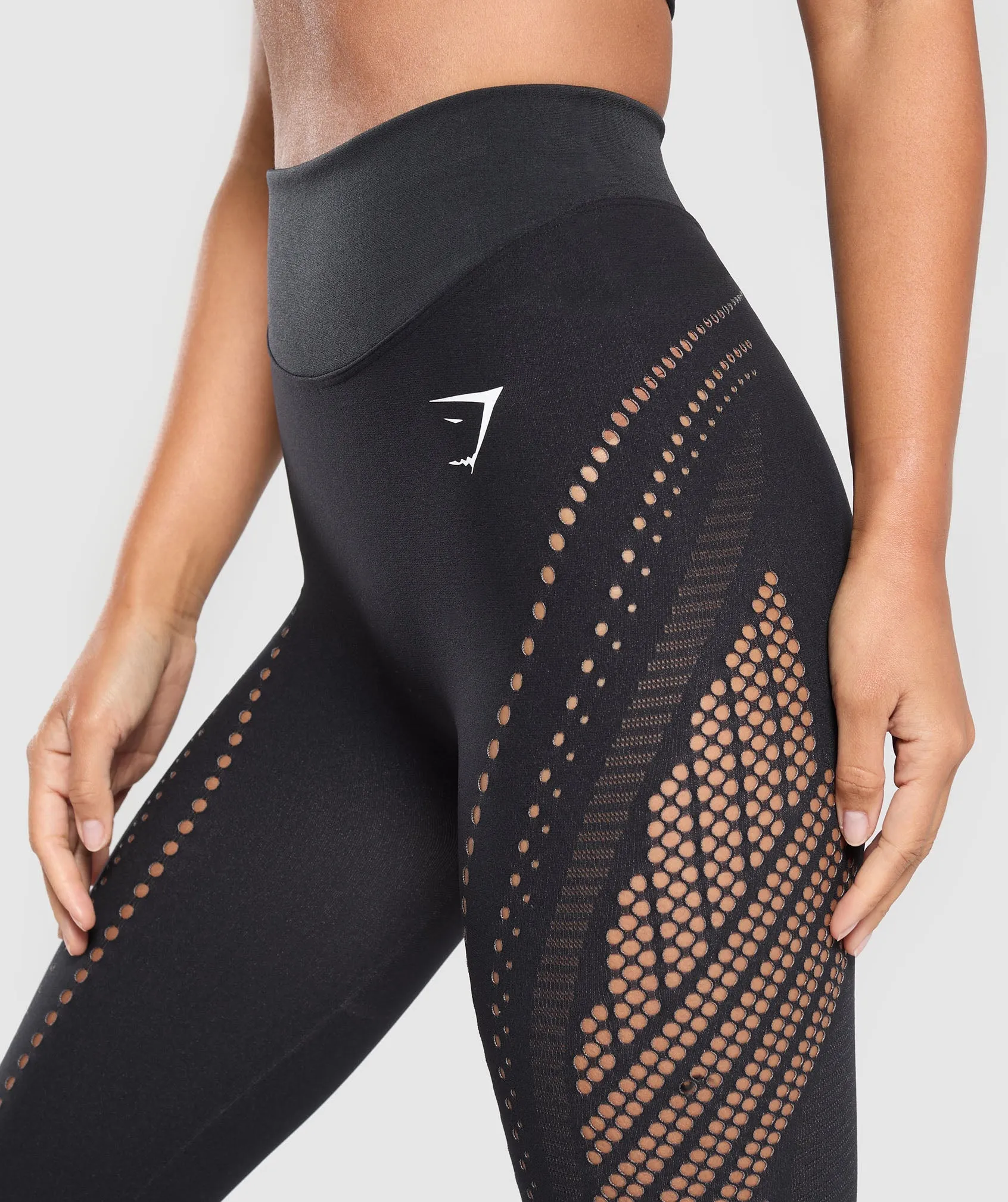 Gymshark Warp Knit Seamless Tights - Black/Linen Brown