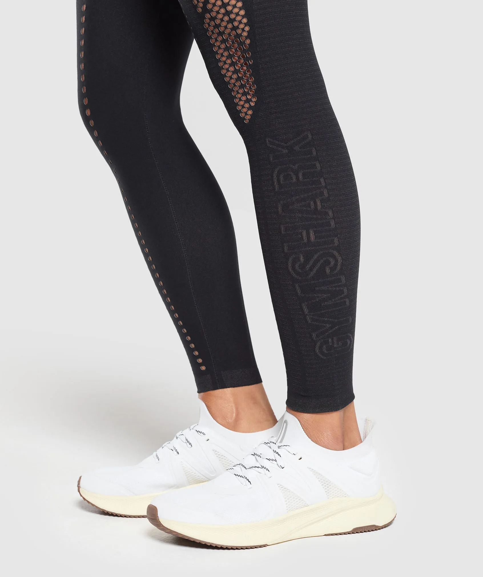 Gymshark Warp Knit Seamless Tights - Black/Linen Brown