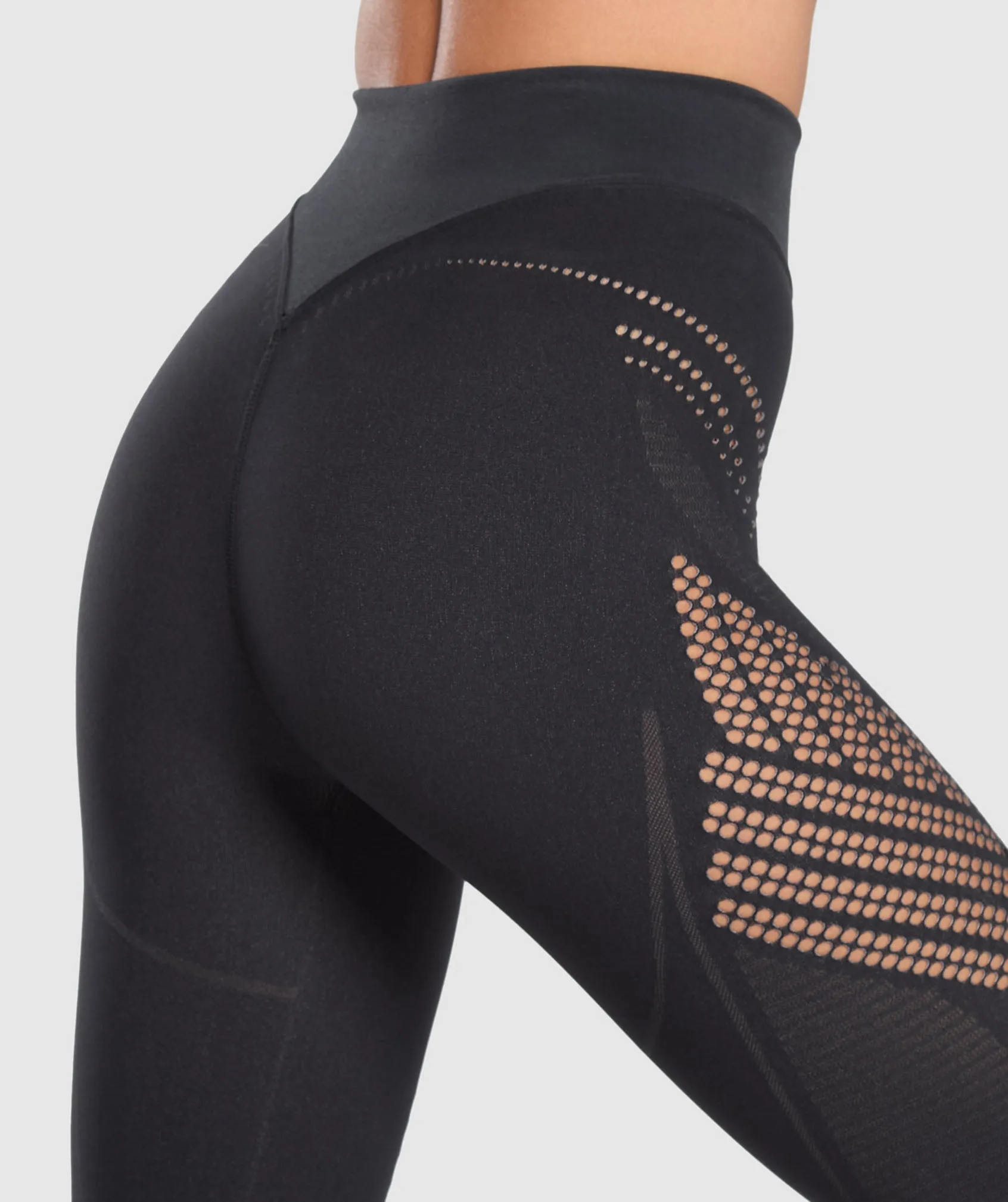 Gymshark Warp Knit Seamless Tights - Black/Linen Brown