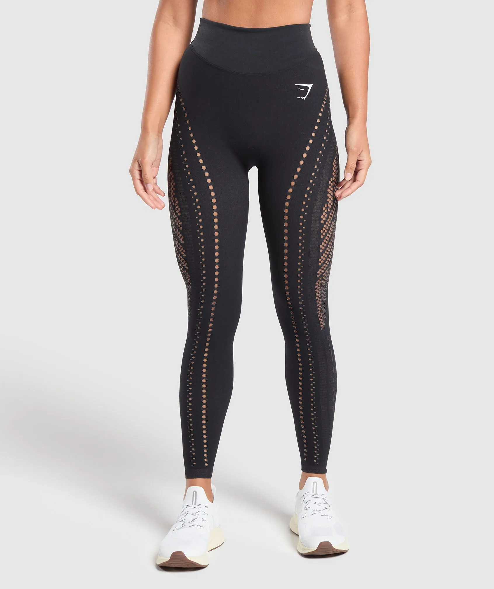 Gymshark Warp Knit Seamless Tights - Black/Linen Brown