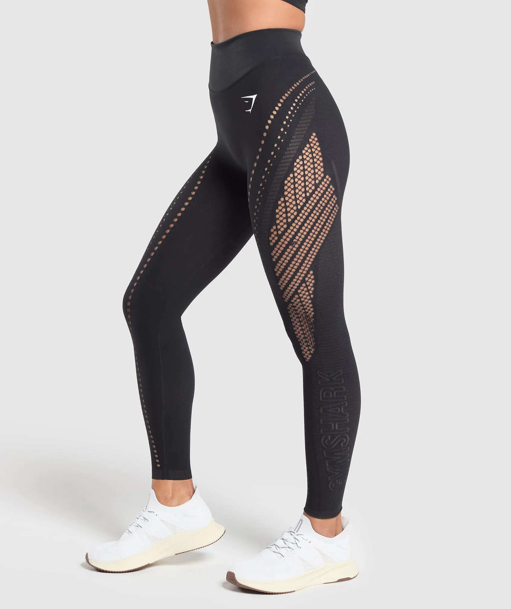 Gymshark Warp Knit Seamless Tights - Black/Linen Brown