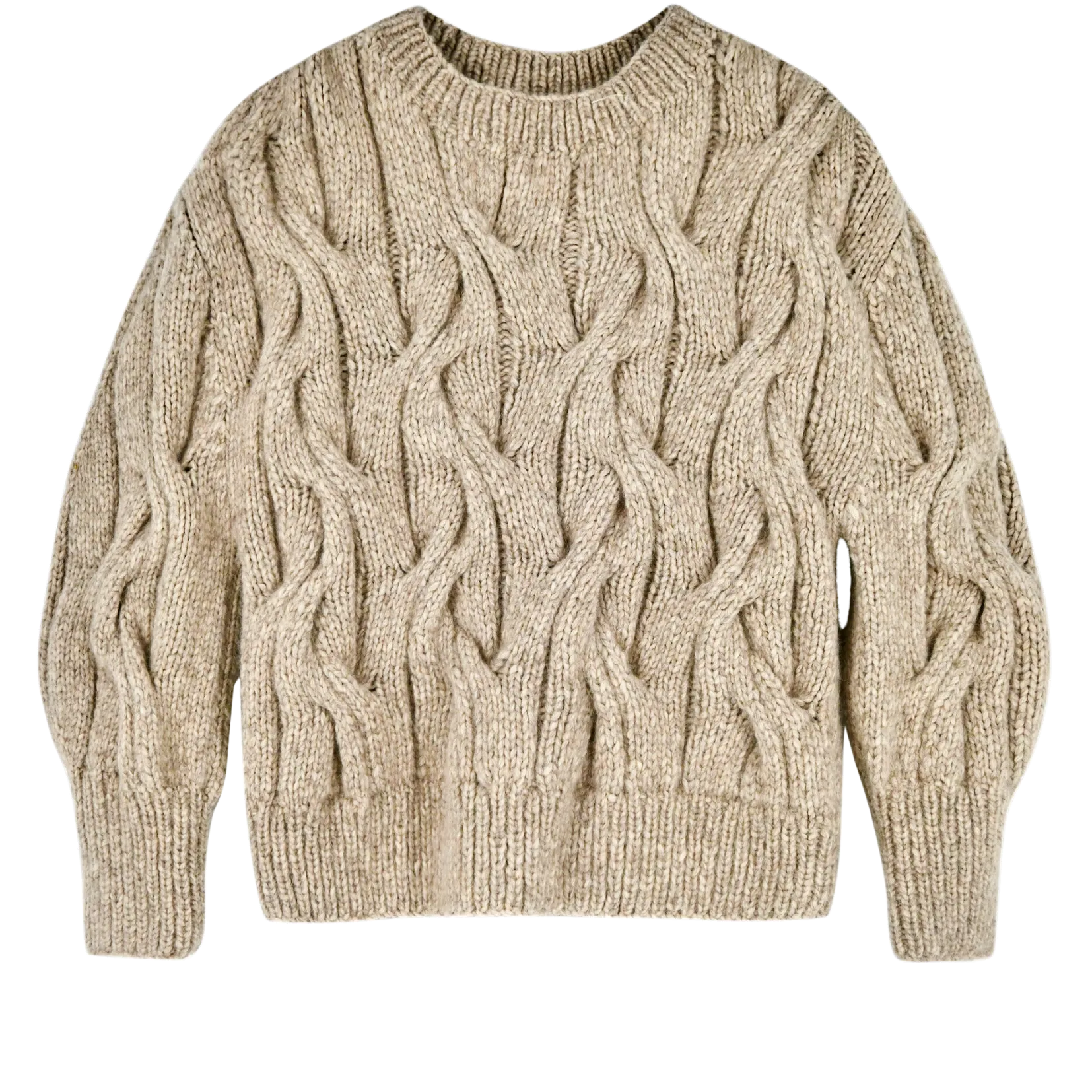 Handknit Cortina Cable Pullover in Camel