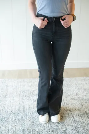 Happi Black Slit Flare Jeans