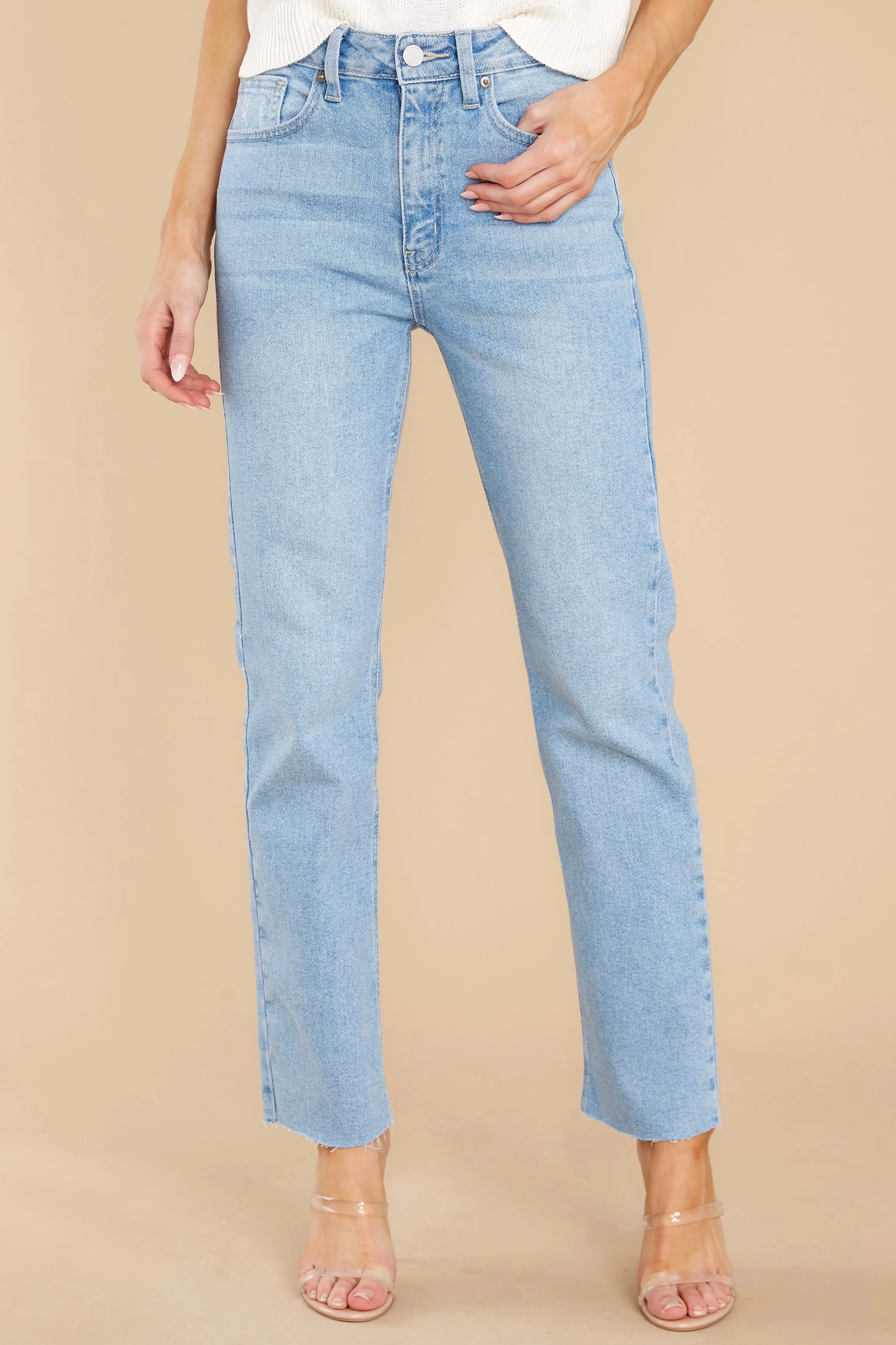 High Standards Light Wash Cropped Straight Jeans