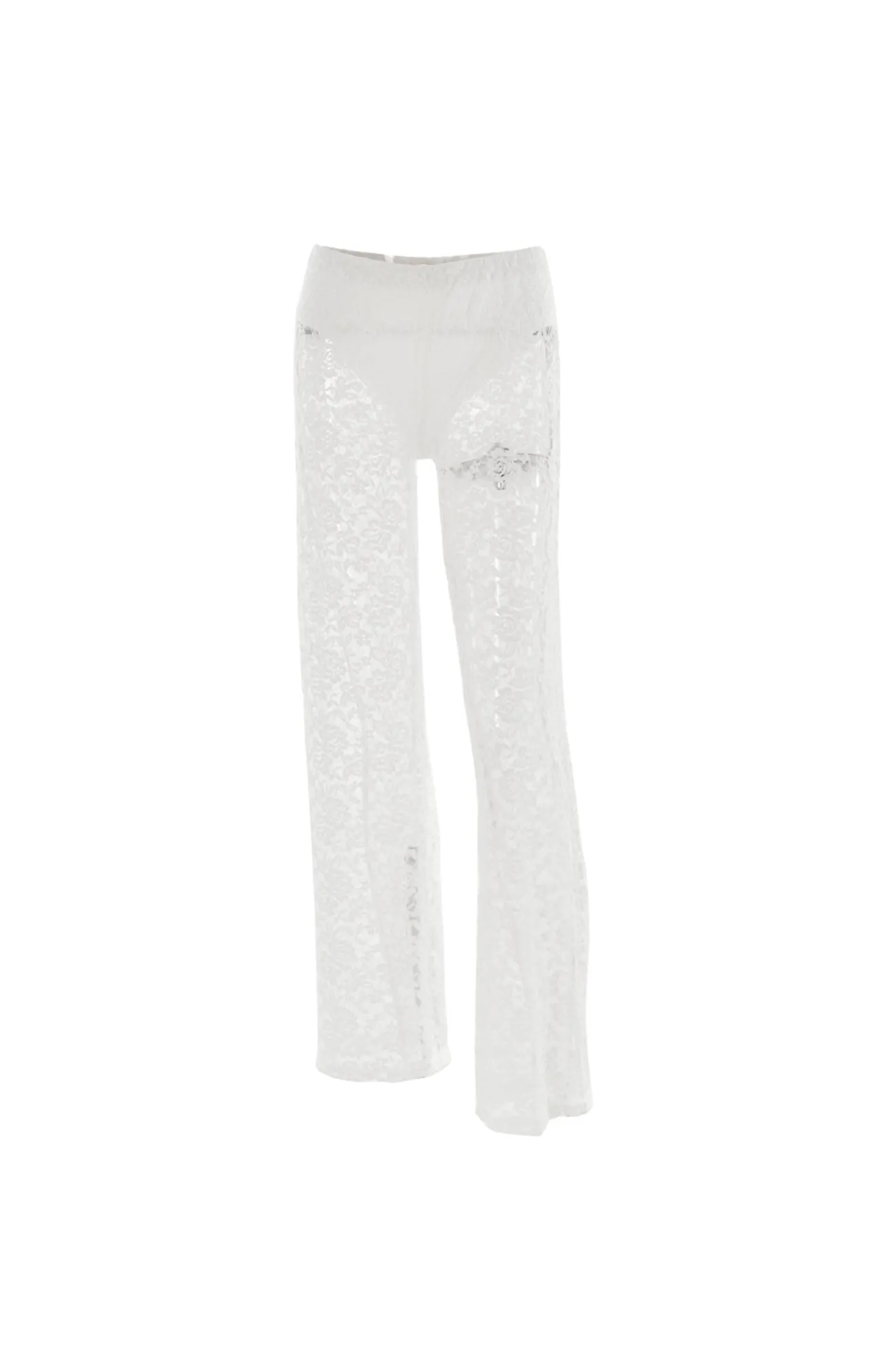 High Waist Patchwork Lace Hollow Out Long Pants