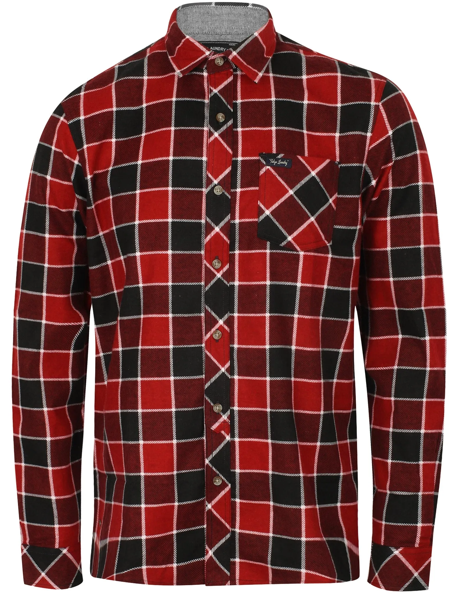 Hulverston Checked Cotton Flannel Shirt In Rio Red - Tokyo Laundry