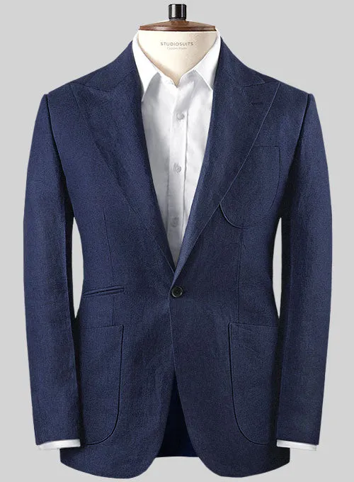 Italian Brandy Blue Pablo Style Linen Jacket