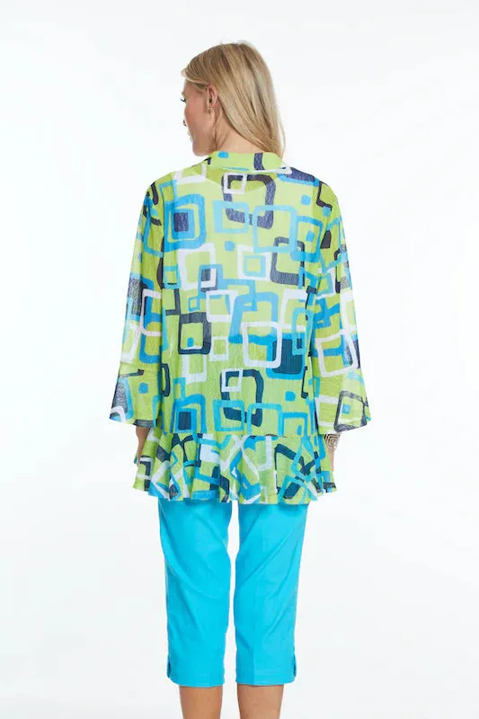 Jacket- Women-3/4 Flounce Sleeve circle hen Open jacket