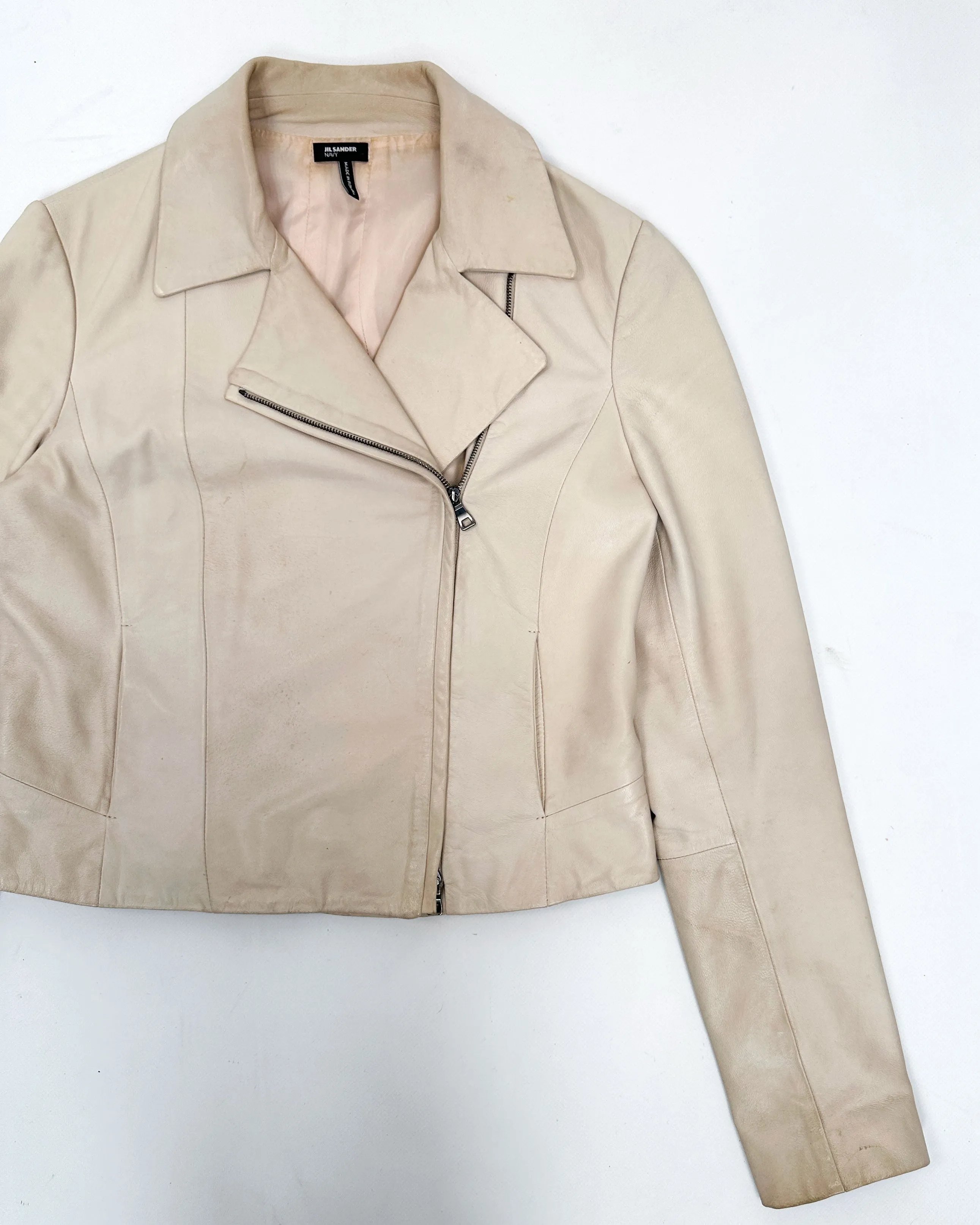 Jil Sander Light Beige Leather Jacket 2000's