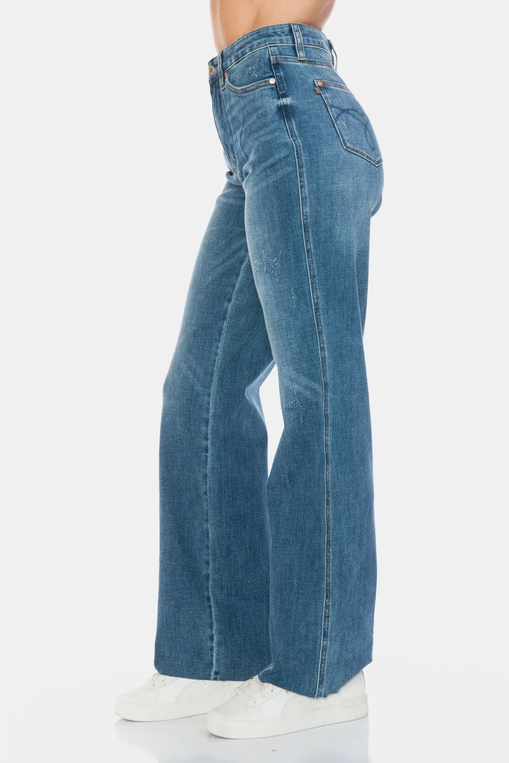 Judy Blue Tummy Control Cut Raw Hem Straight Jeans