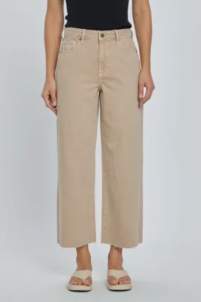 Khaki Wide Leg Crop Jeans