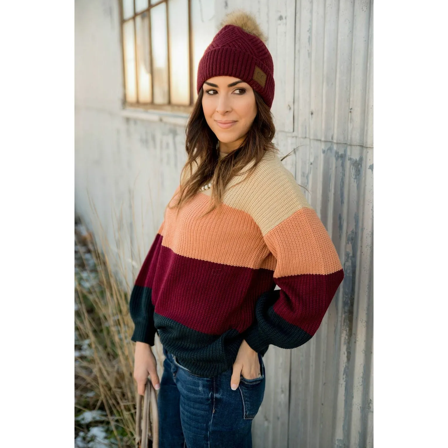 Knit Color Blocked Sweater