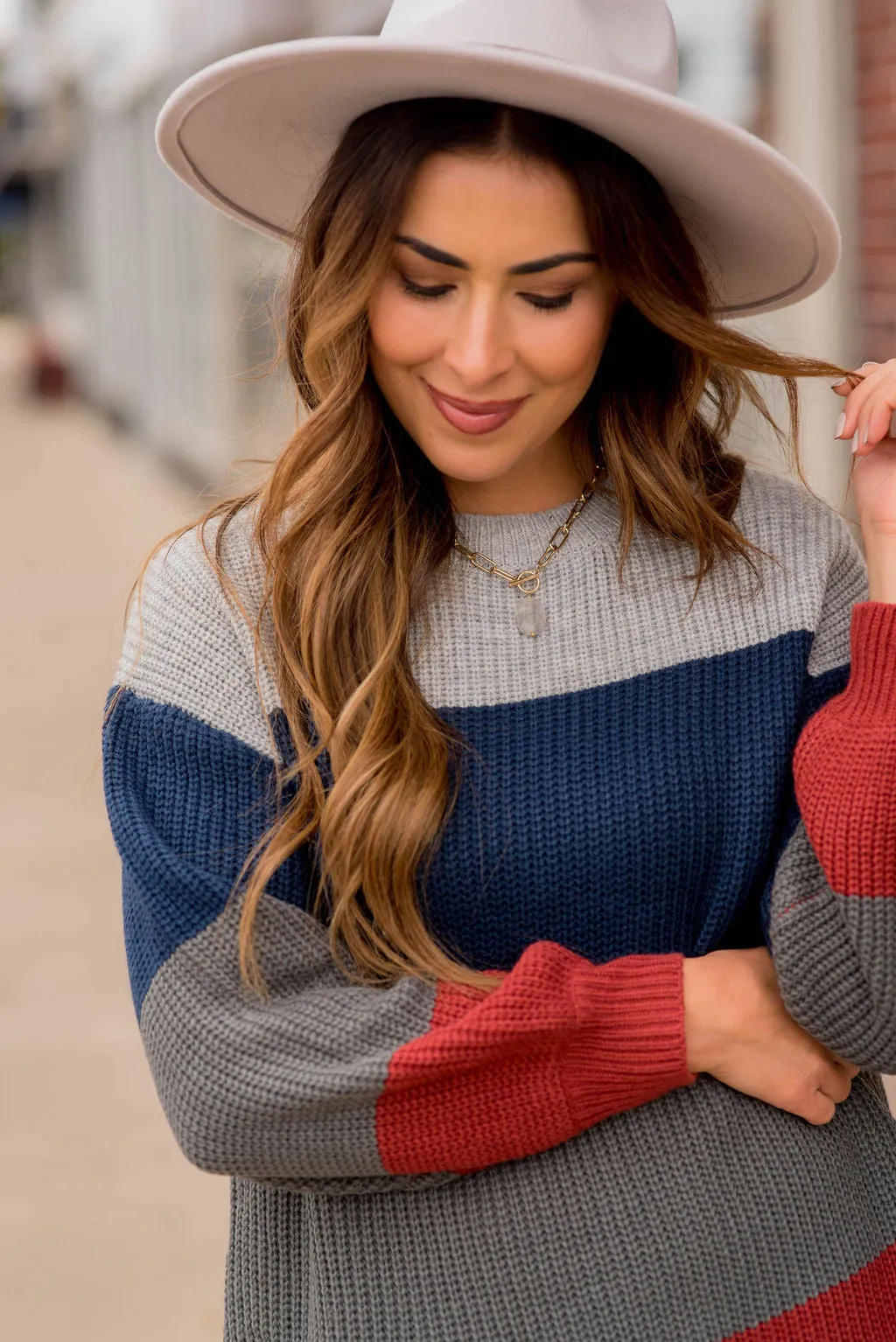 Knit Color Blocked Sweater