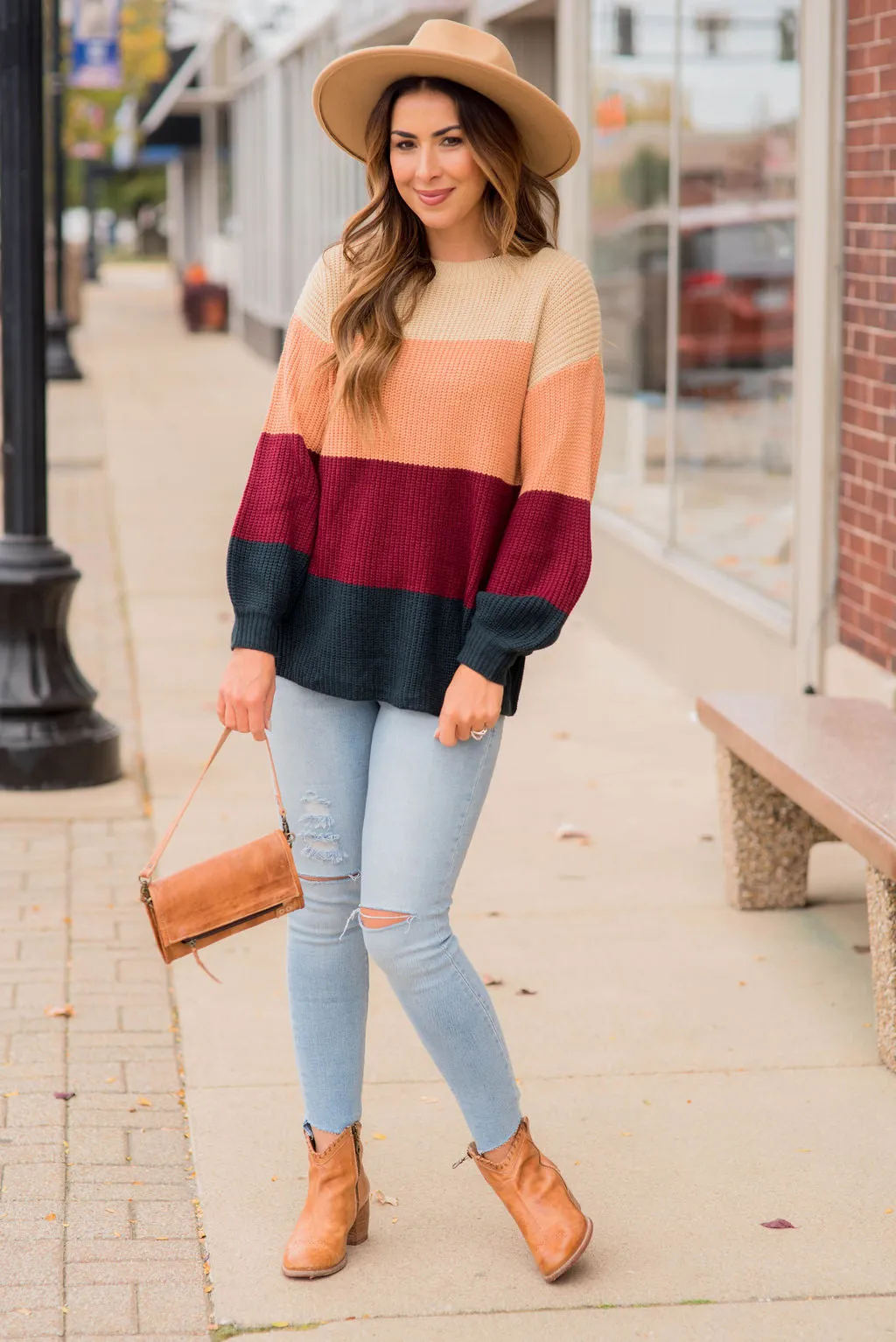 Knit Color Blocked Sweater