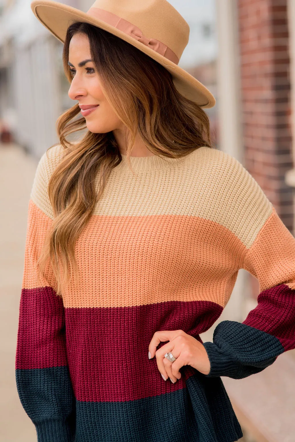 Knit Color Blocked Sweater