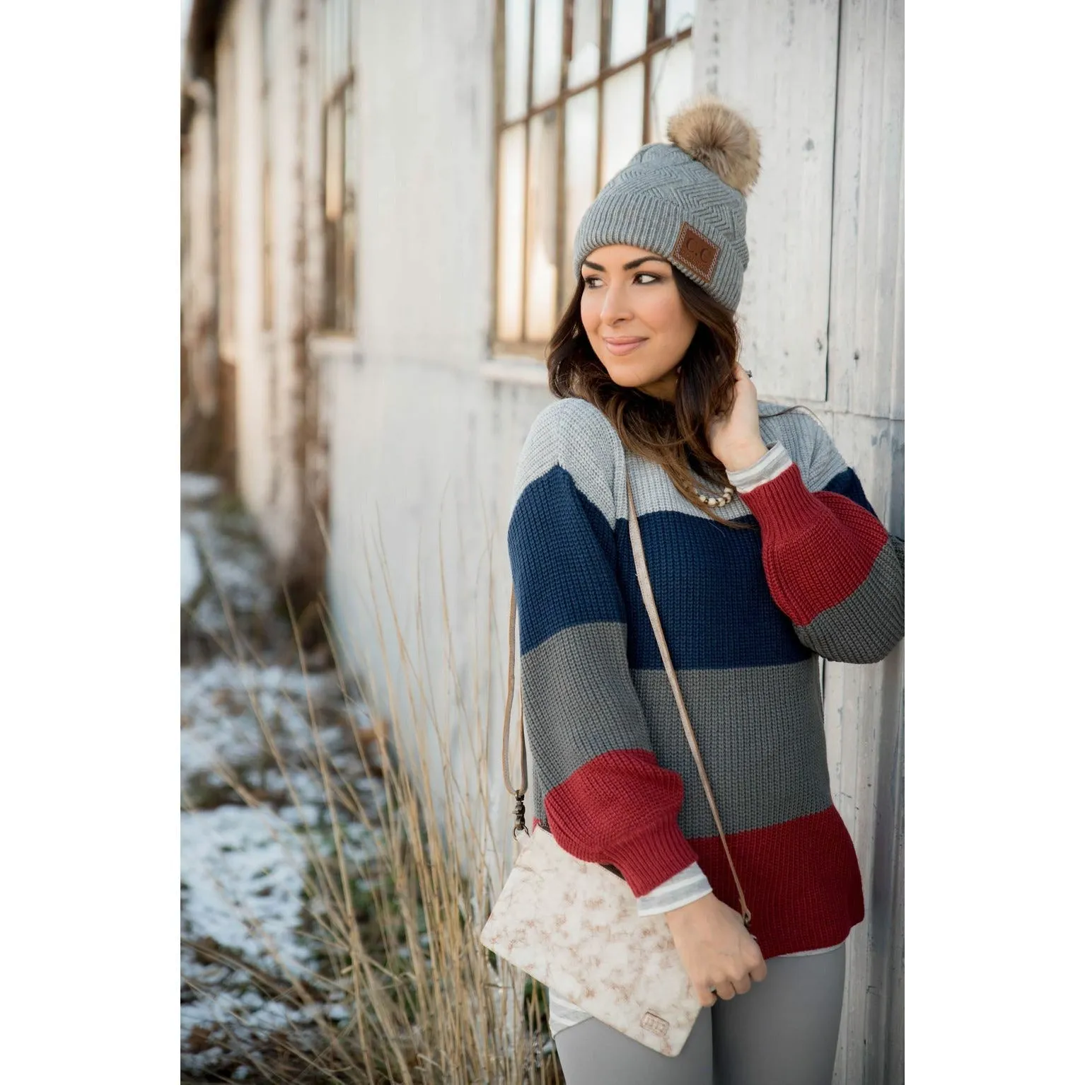 Knit Color Blocked Sweater