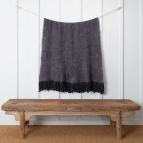 Knitted Mohair Throw Charcoal