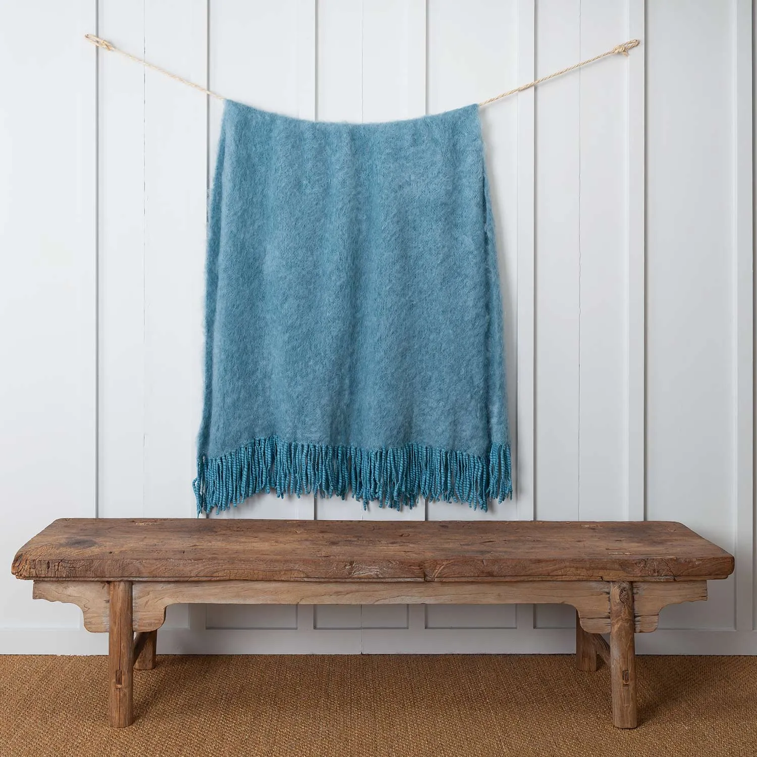 Knitted Mohair Throw Ocean