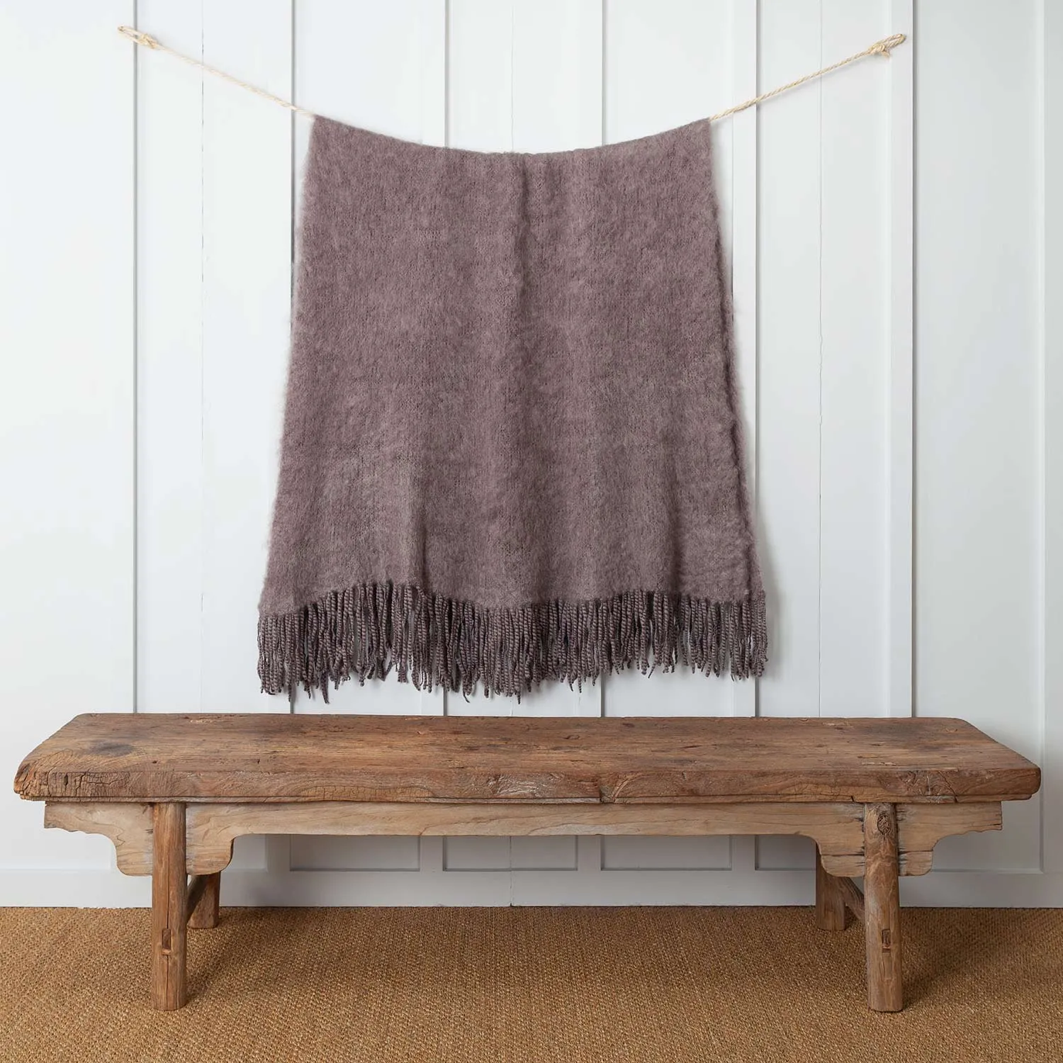 Knitted Mohair Throw Taupe