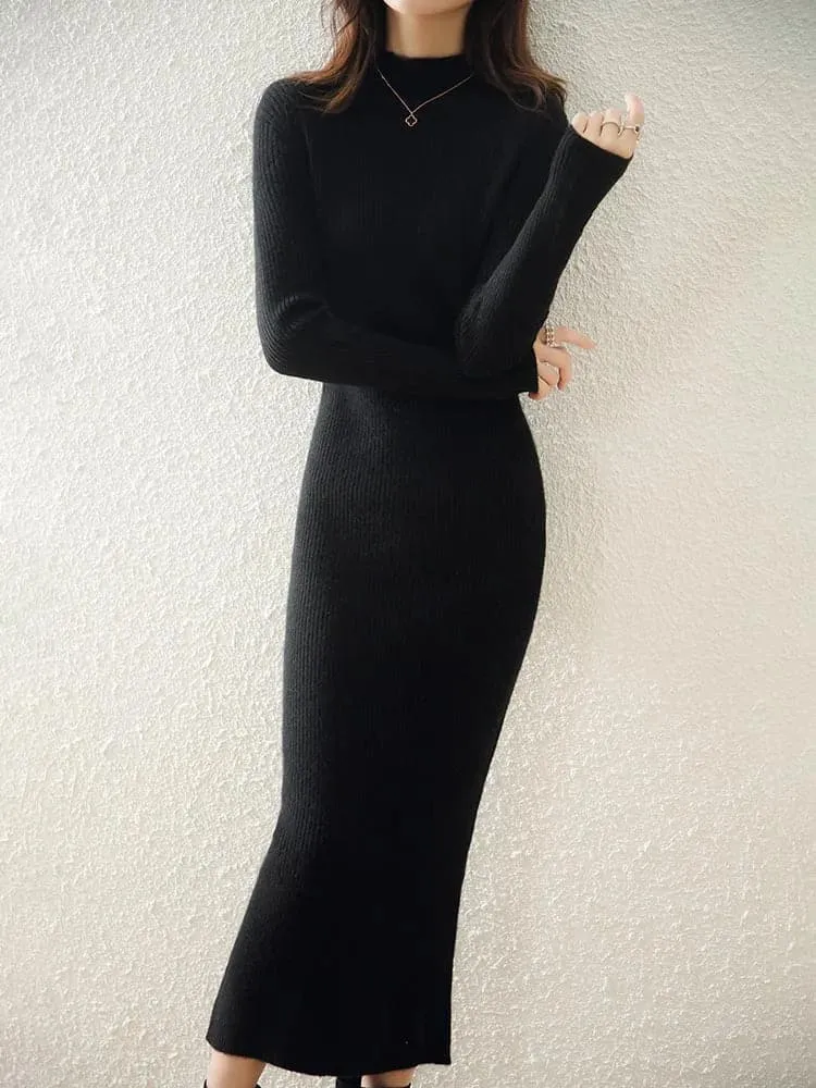 Knitted Wool Sweater Dress