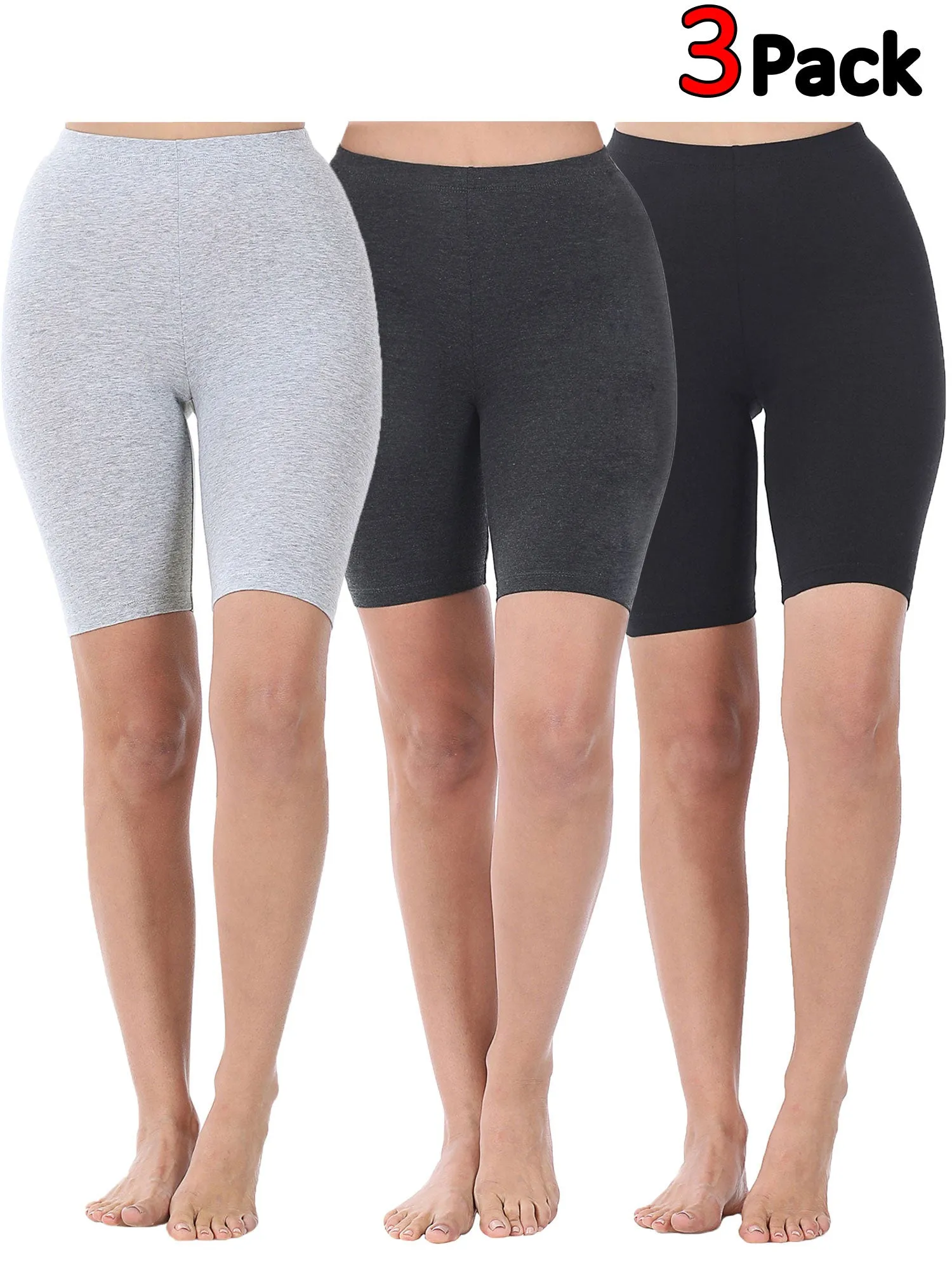 KOGMO Womens Premium Cotton Comfortable Stretch Shorts Leggings 8in Inseam 1-Pack or 3-Pack