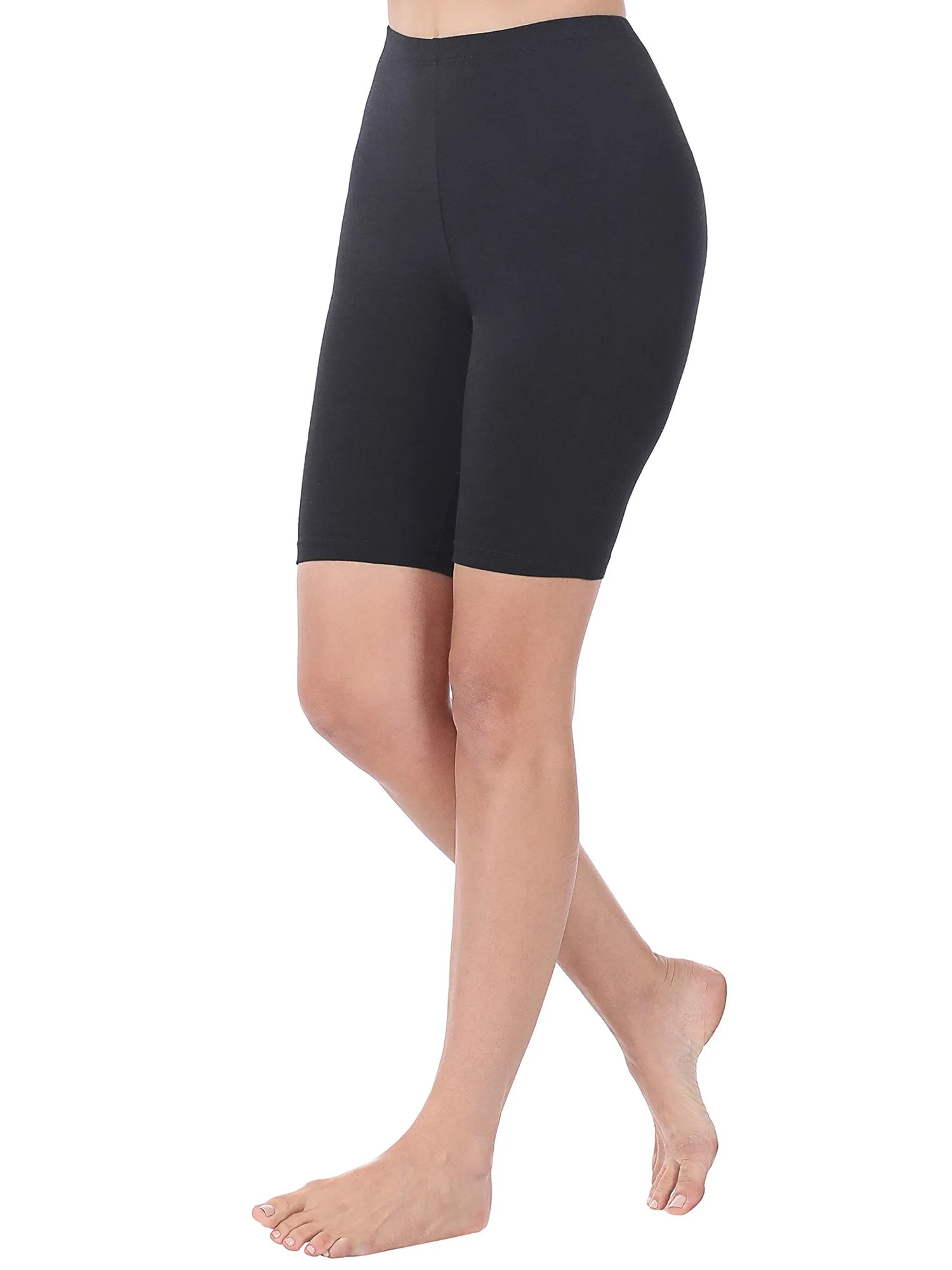 KOGMO Womens Premium Cotton Comfortable Stretch Shorts Leggings 8in Inseam 1-Pack or 3-Pack