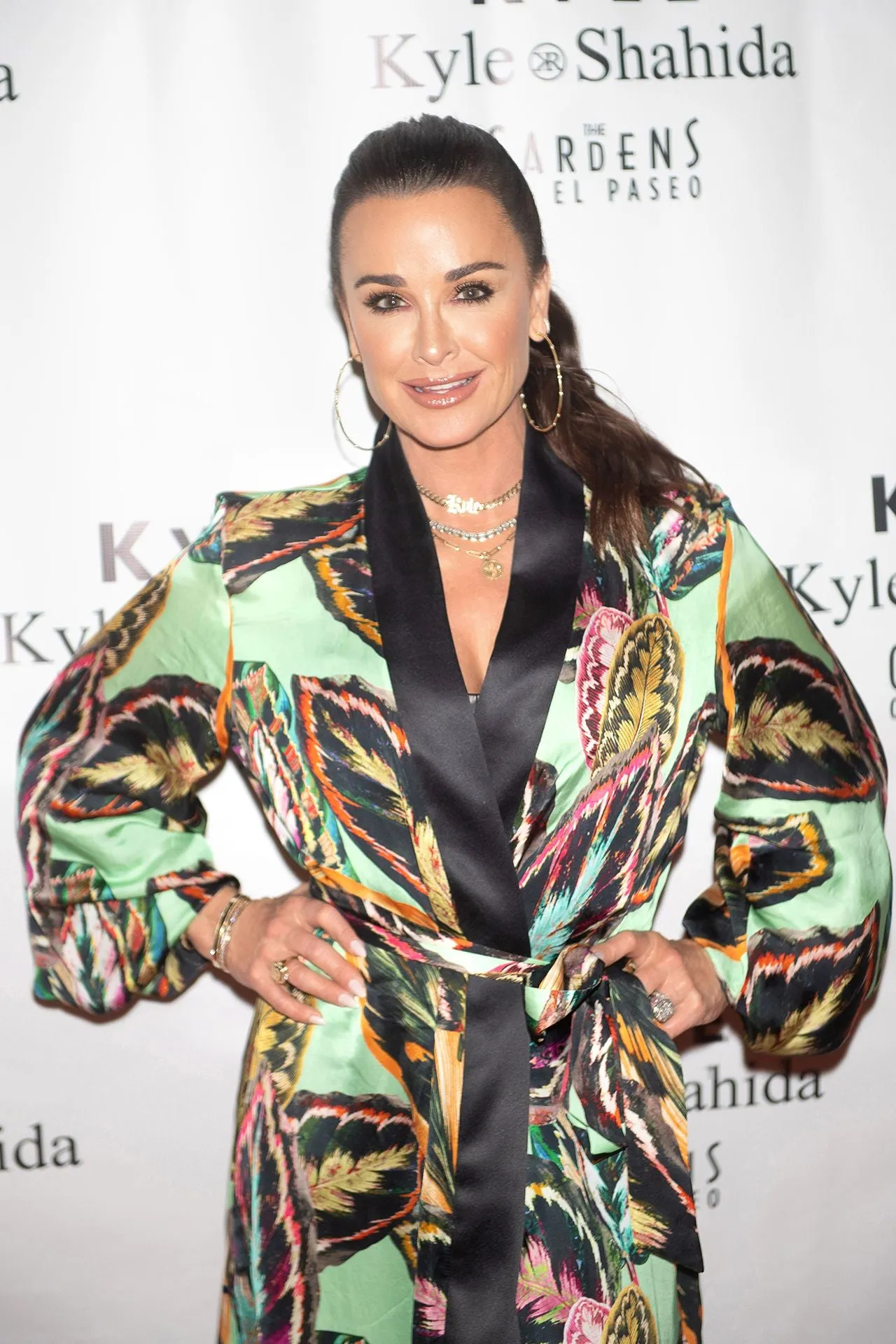 Kyle Leaf Print Robe Dress on Rhobh