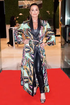 Kyle Leaf Print Robe Dress on Rhobh