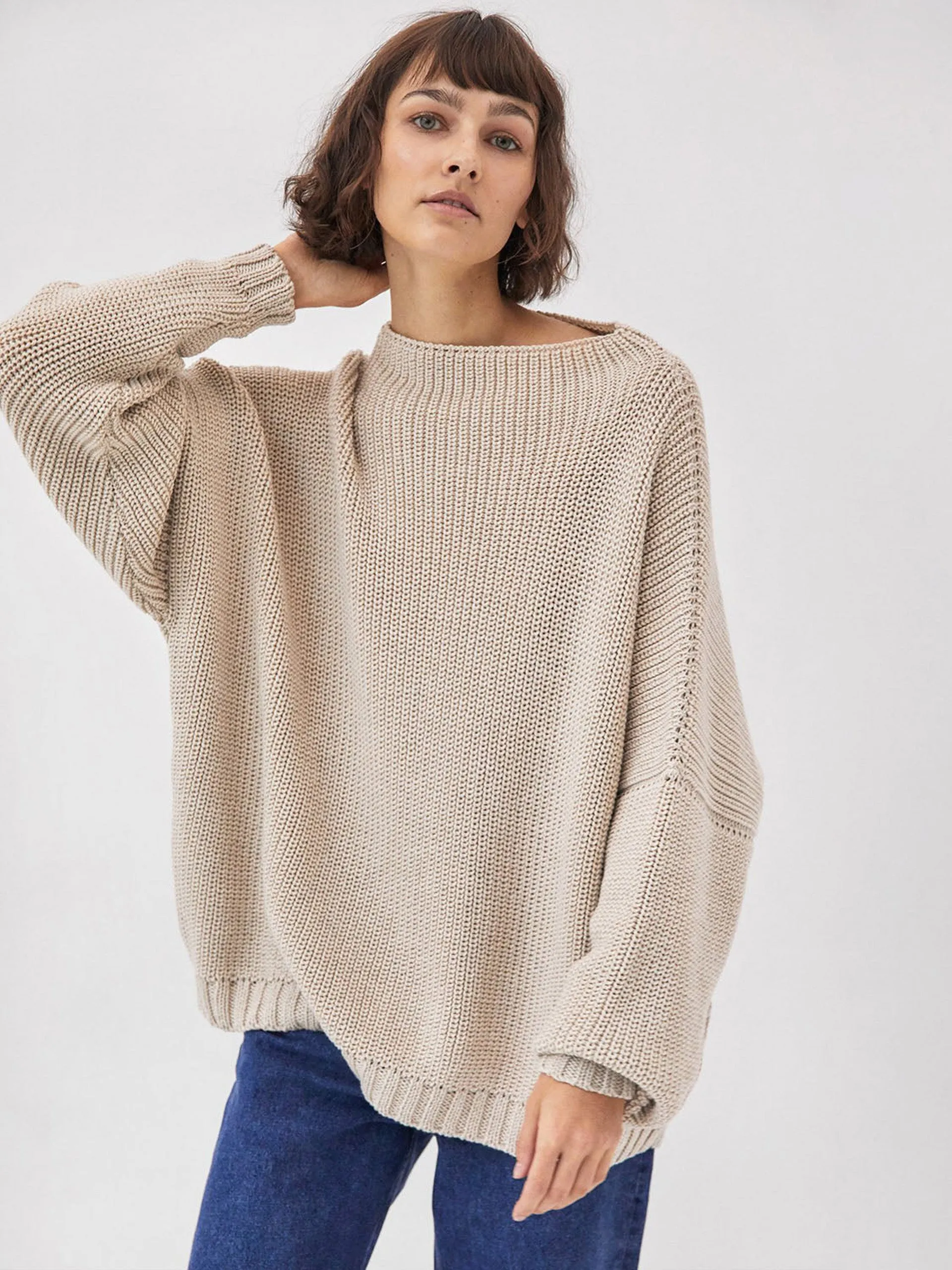 Laumės beige merino wool sweater